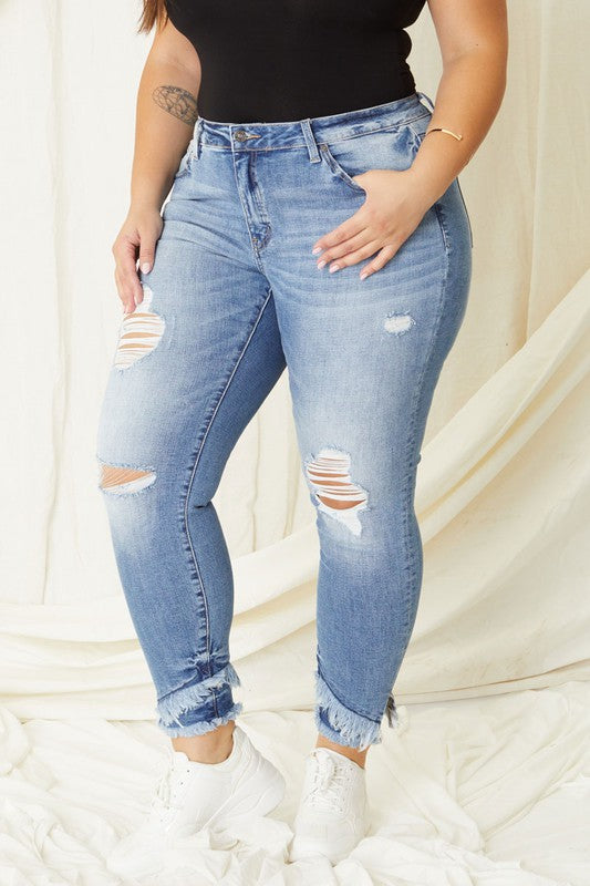 Plus Mid Rise Ankle Skinny Jeans