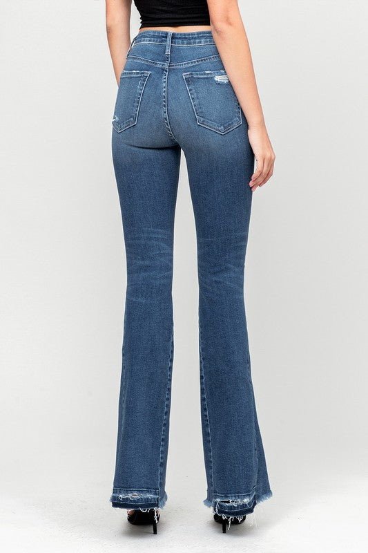 High Rise Distressed Flare Jeans by Flying Monkey