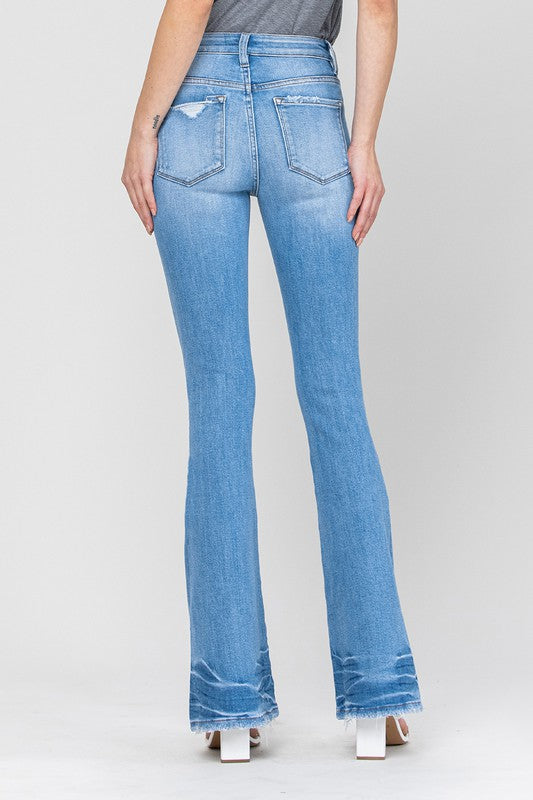 Distressed Mid Rise Flare Jeans by Flying Monkey