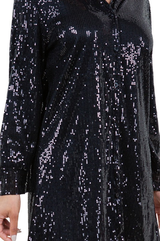 Sequin shirt dress