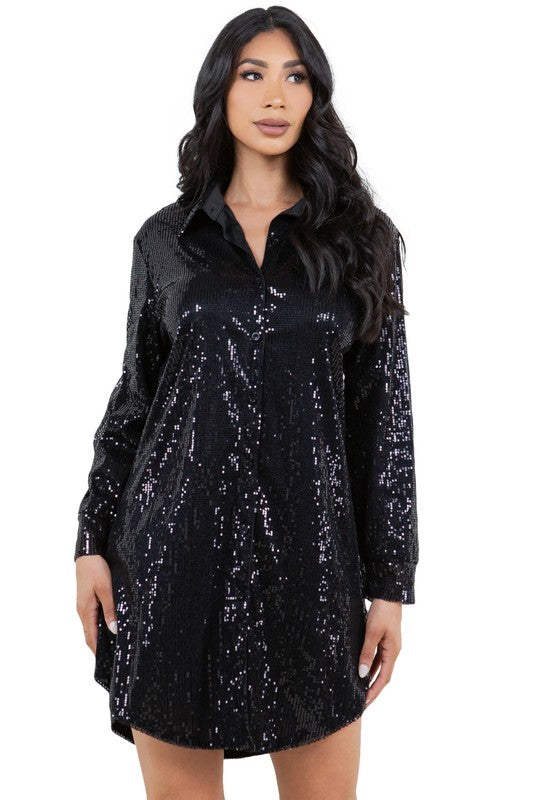 Sequin shirt dress