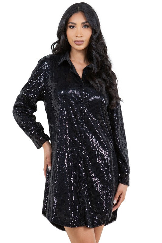 Sequin shirt dress