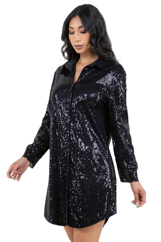 Sequin shirt dress