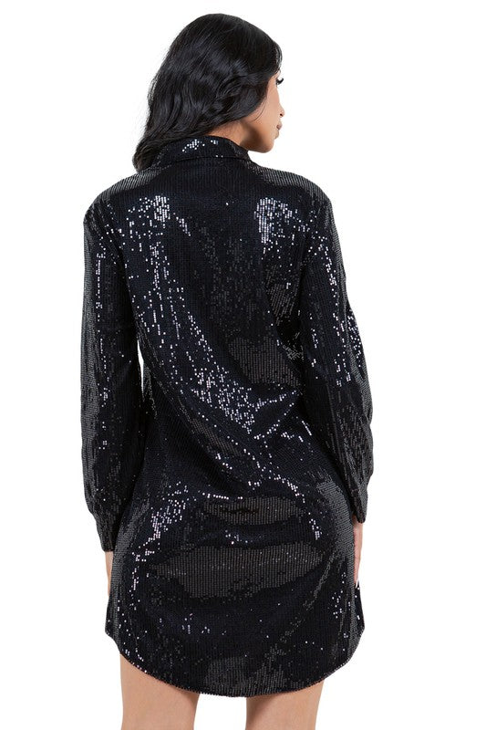 Sequin shirt dress