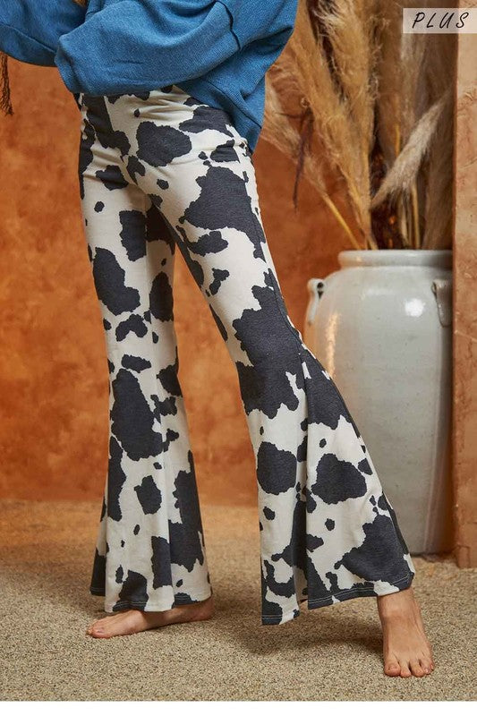 Mocha cow print flared bellbottoms