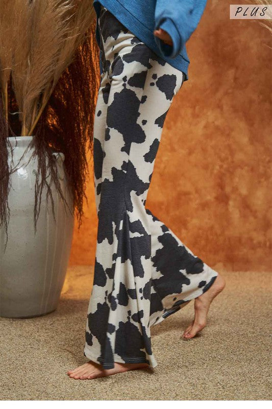 Mocha cow print flared bellbottoms