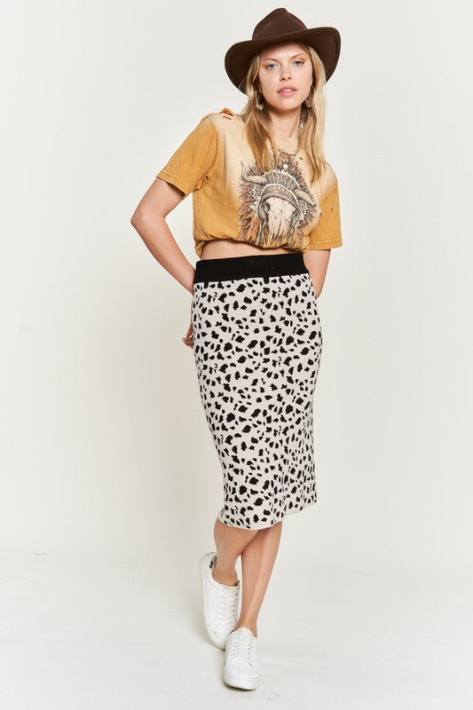 ANIMAL PRINT SWEATER SKIRTS KRS5026-2P