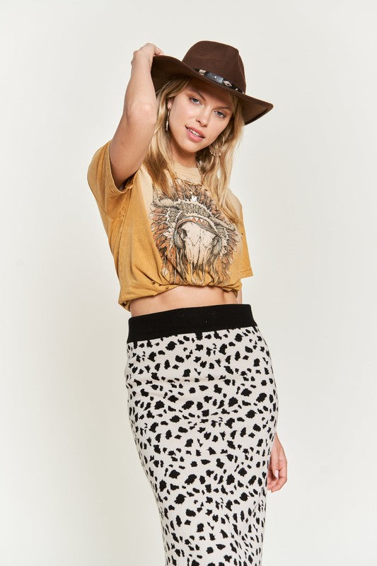 ANIMAL PRINT SWEATER SKIRTS KRS5026-2P