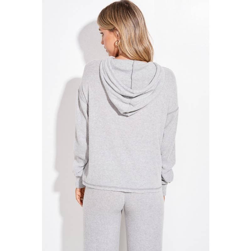 Aztec print rib Hoodie loungewear set